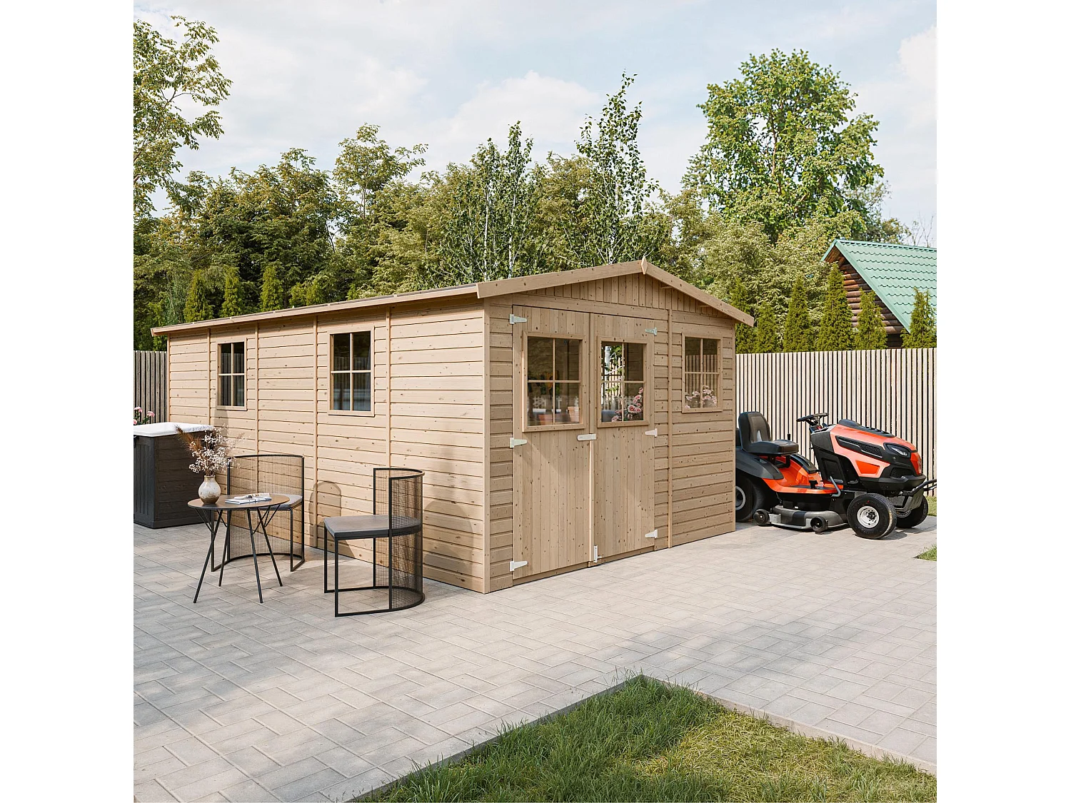 Abri de jardin en bois - H226x324x516 cm/15 m² - M337