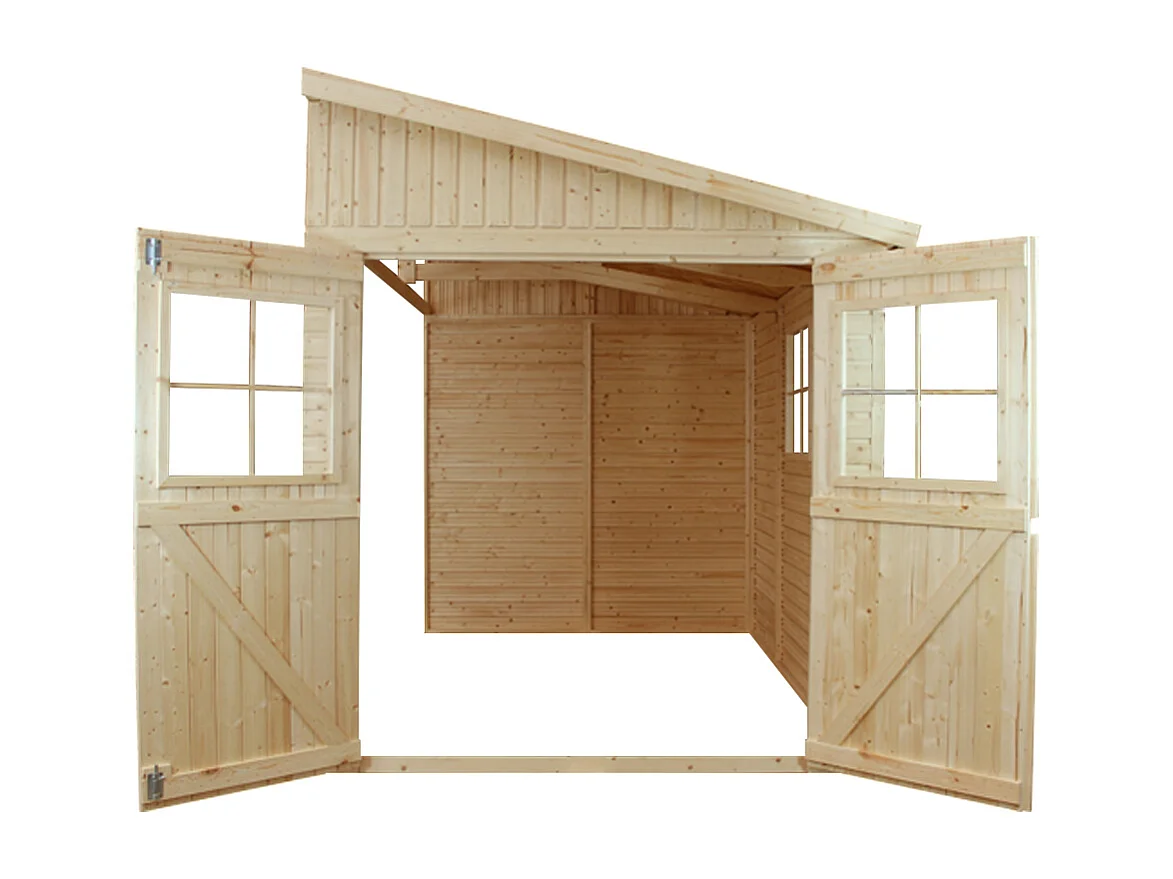 Cobertizo de madera SIN PARED LATERAL– 9.91m2 - TIMBELA M341