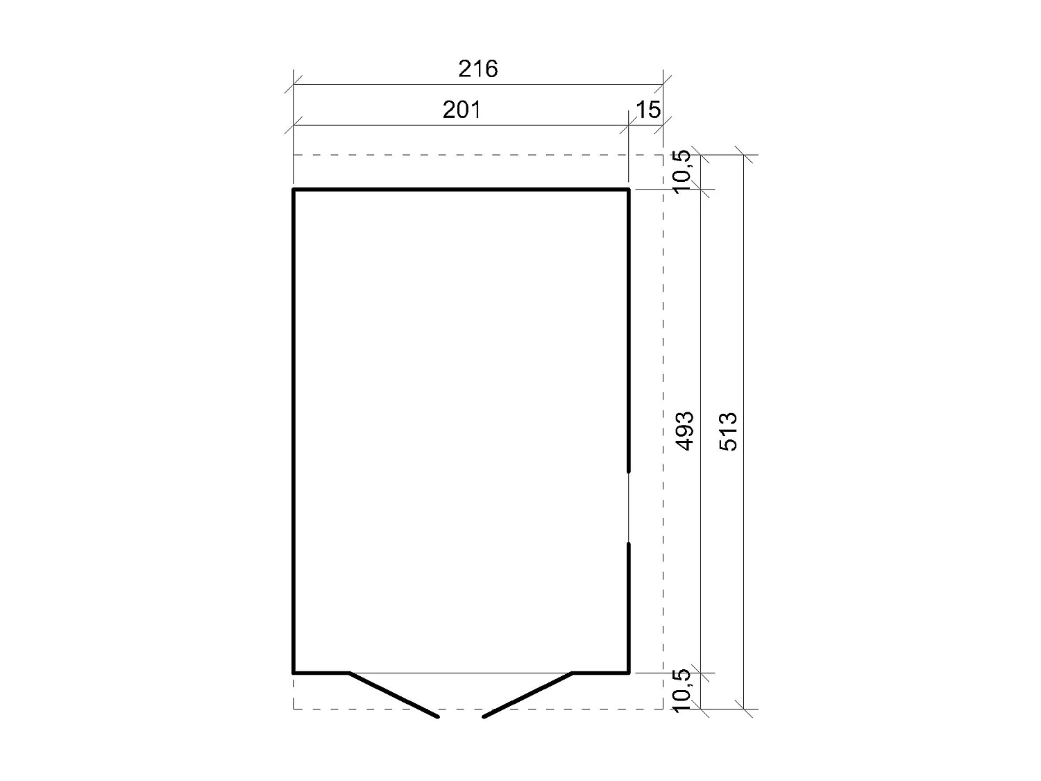 Abri de jardin en bois (sans paroi latérale) - 10 m2 - M341