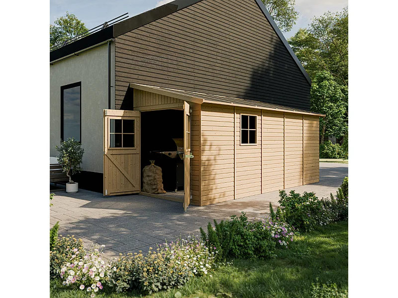 Houten tuinschuurtje zonder vloer (3 wanden) - 9.91m² - M341