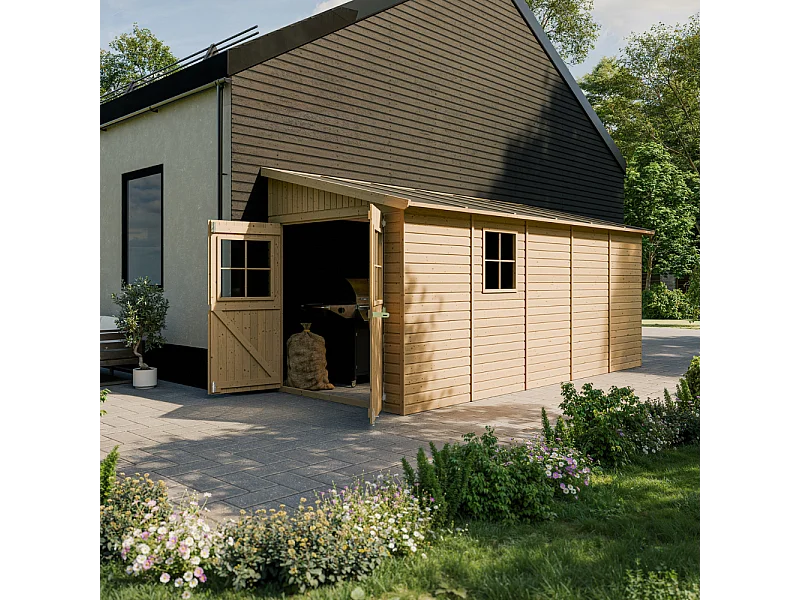 Abri de jardin en bois (sans paroi latérale) - 10 m2 - M341