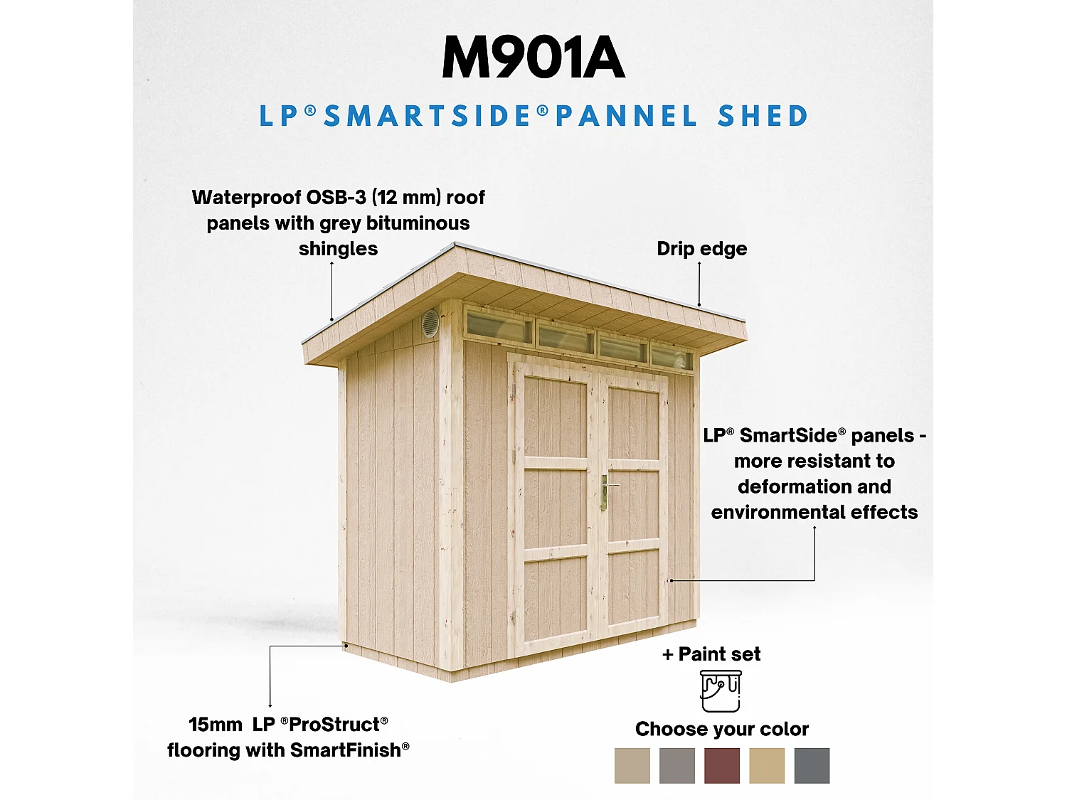 Abri de Jardin Qualité Premium 3m²/L161xL294xH239 cm - Timbela M901A-REDWOOD RED