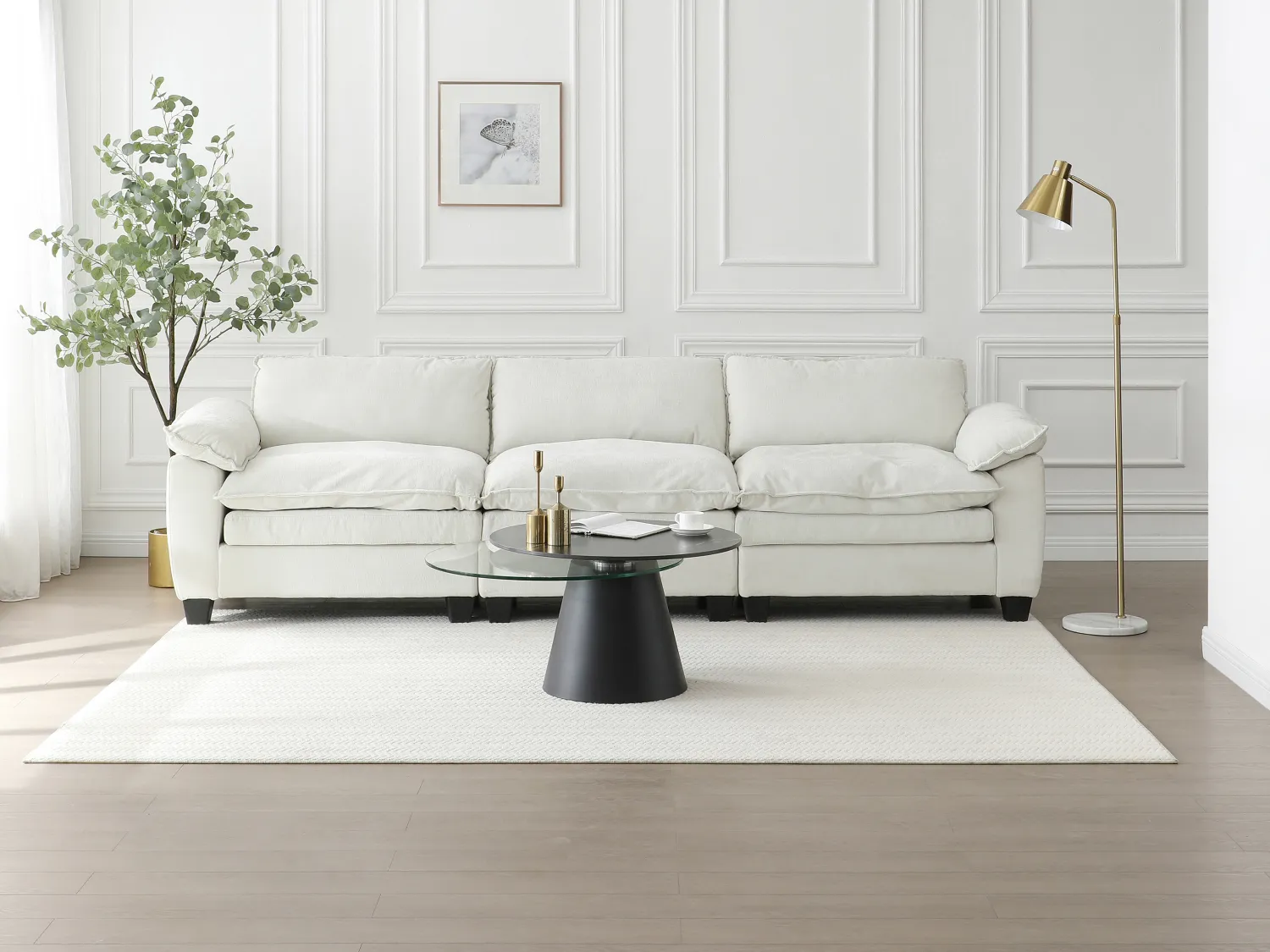 Salontafel met draaiende bladen van keramiek, gehard glas en metaal - Zwart marmereffect - NACESIA van Maison Céphy