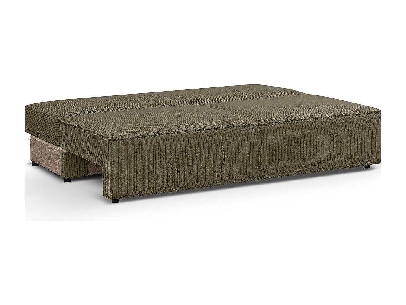 Module canapé convertible 2 places avec coffre de rangement en velours côtelé vert kaki - Harper Mod