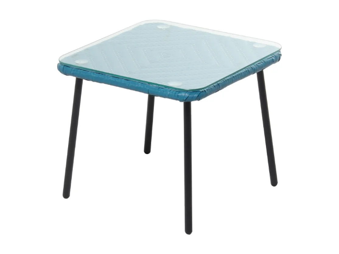 Set de 2 fauteuils + table basse bleu ACAPULCO