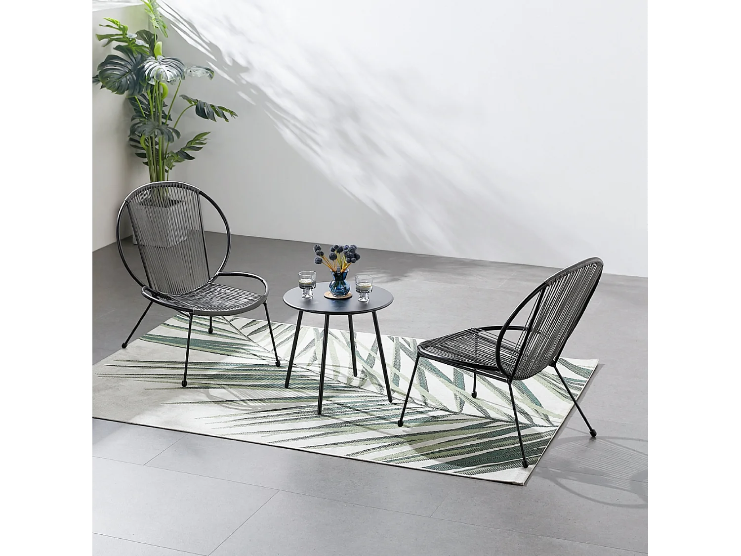 Conjunto de 2 sillones + 1 mesa de centro gris oscuro RETE