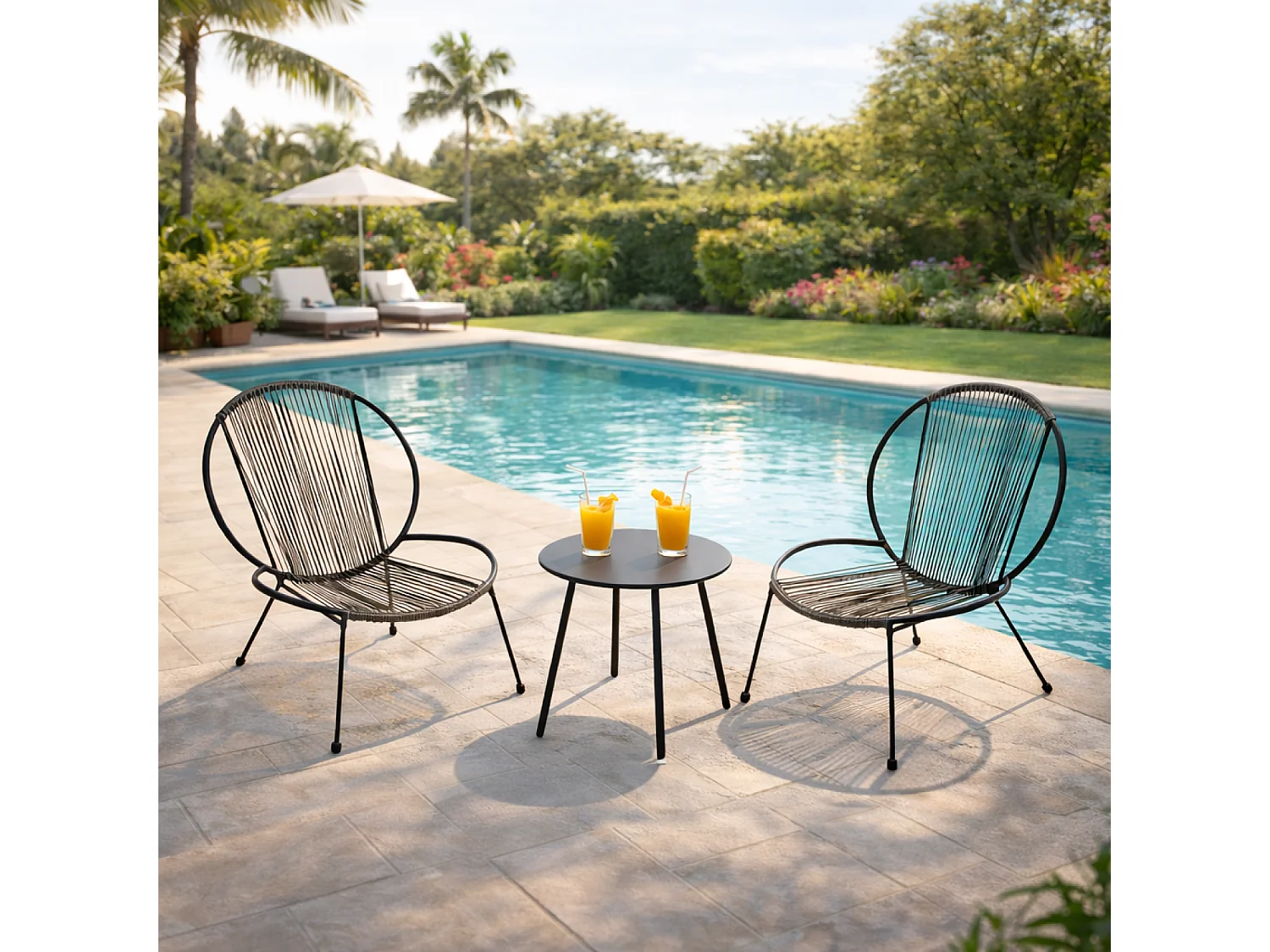 Set van 2 fauteuils + 1 salontafel donkergrijs RETE - Comfortabel en elegant voor binnen en buiten