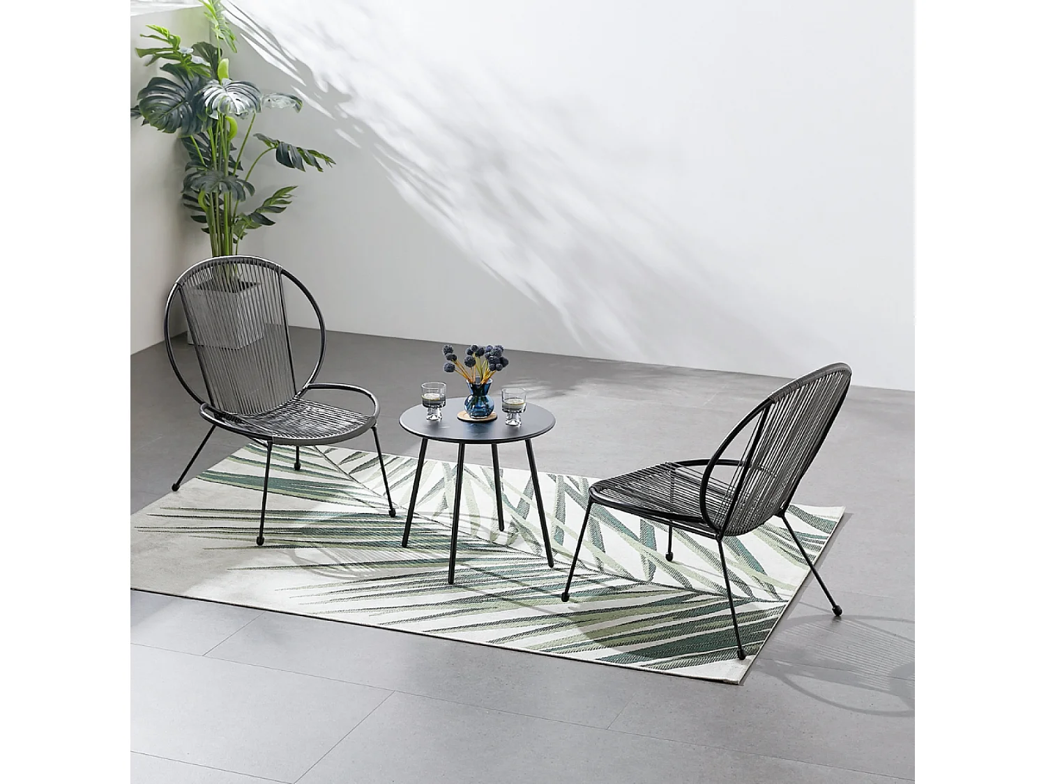 Set van 2 fauteuils + 1 salontafel donkergrijs RETE - Comfortabel en elegant voor binnen en buiten