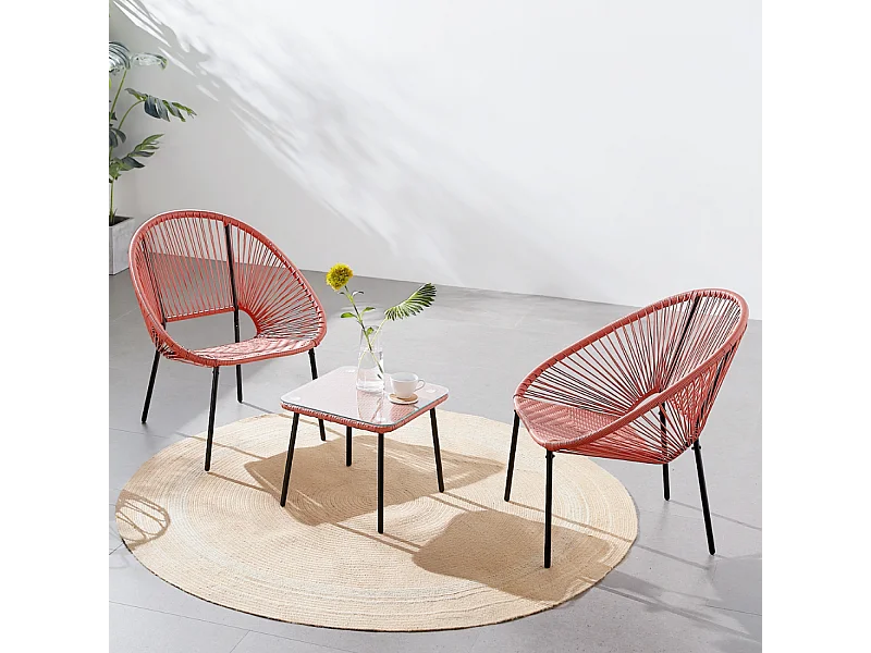 Set di 2 poltrone + tavolino terracota ACAPULCO