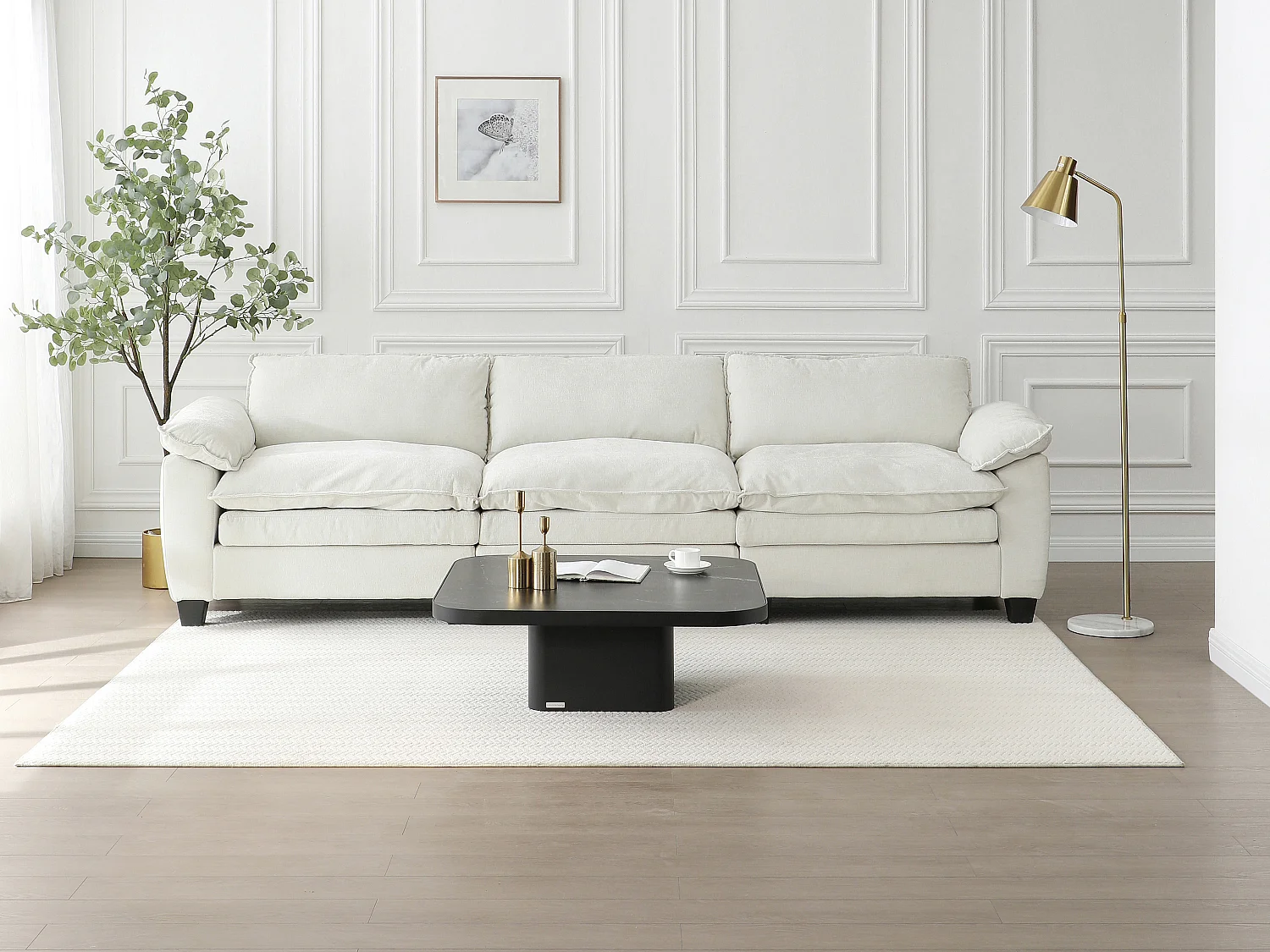 Tavolino in ceramica, Vetro e Metallo Effetto Marmo Nero - NALESIA della Maison Céphy