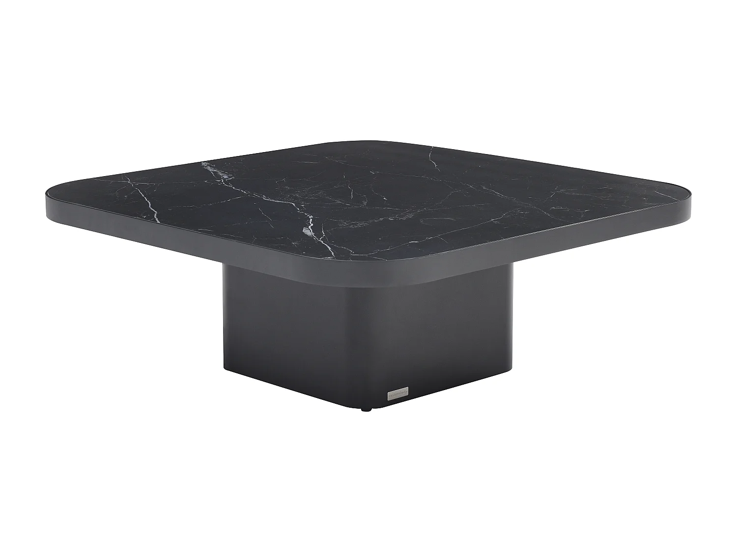 Table basse en céramique, verre et métal - Effet marbre noir - NALESIA de Maison Céphy