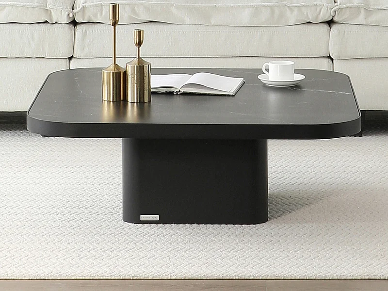 Couchtisch - Keramik, Glas & Metall - Marmor-Optik Schwarz - NALESIA von Maison Céphy