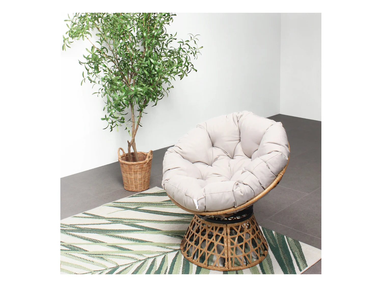 Fauteuil effet rotin avec coussin PAPASAN