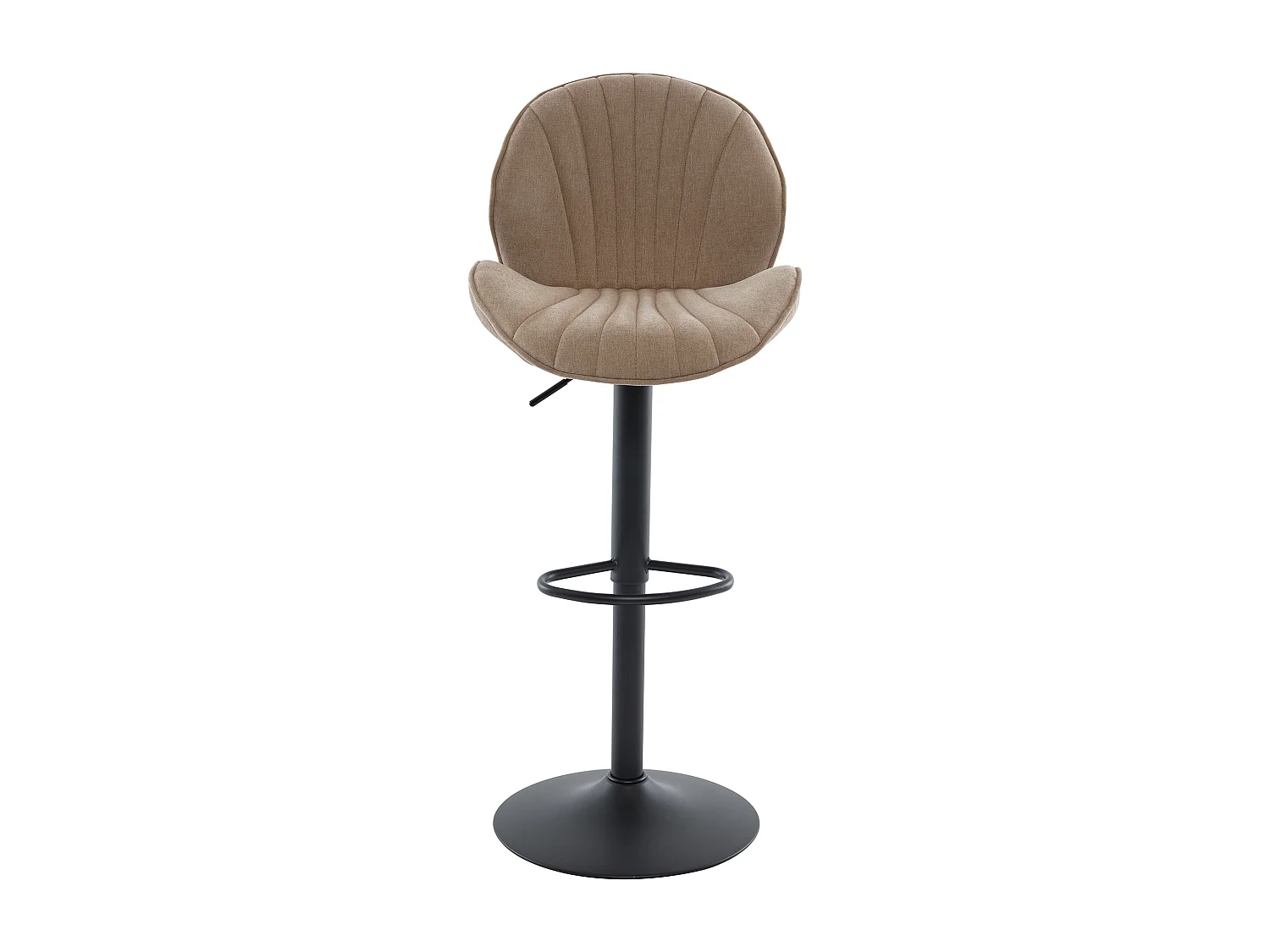 Lot de 2 tabourets de bar en tissu et métal noir - Hauteur réglable - Taupe - LANCENIA