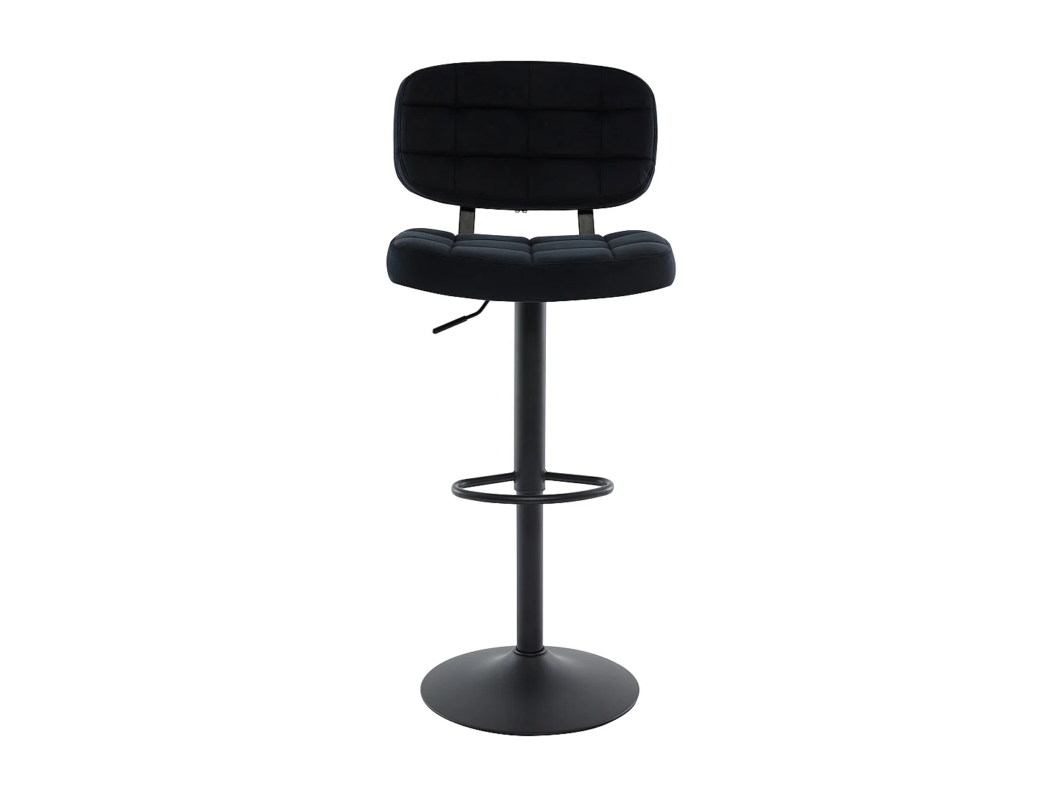 Lot de 2 tabourets de bar en velours et métal - Hauteur réglable - Noir - LINARA