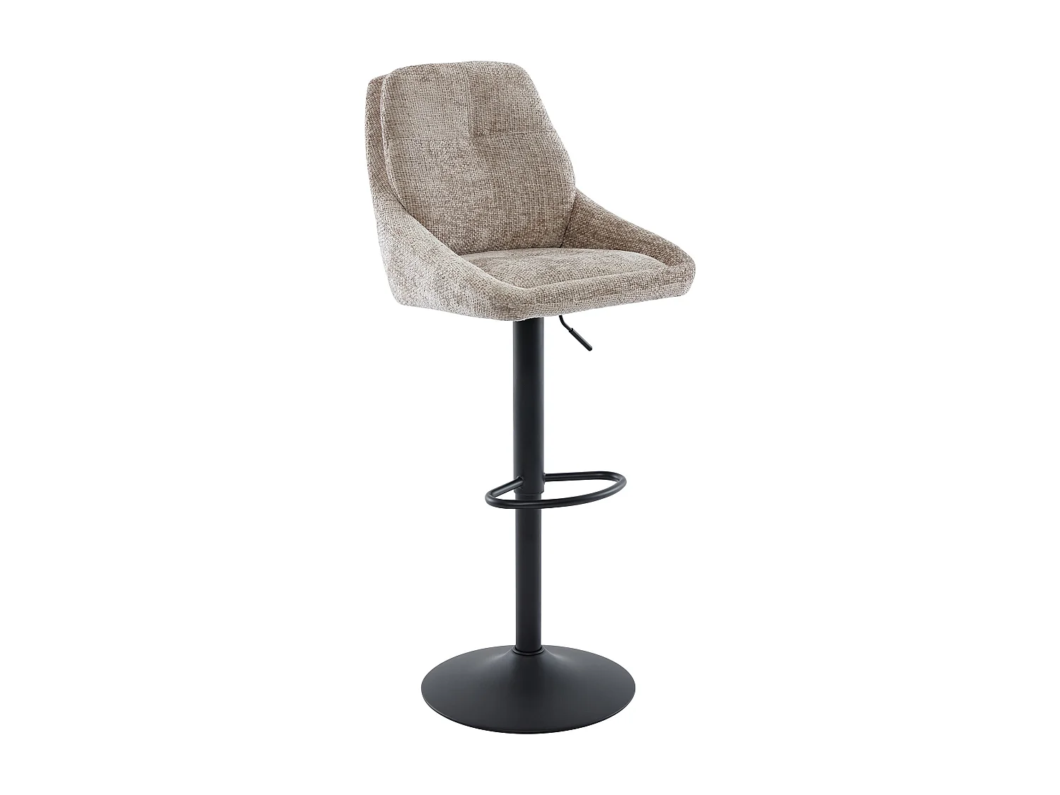 Lot de 2 tabourets de bar en tissu texturé et métal noir - Hauteur réglable - Taupe - LARANZA