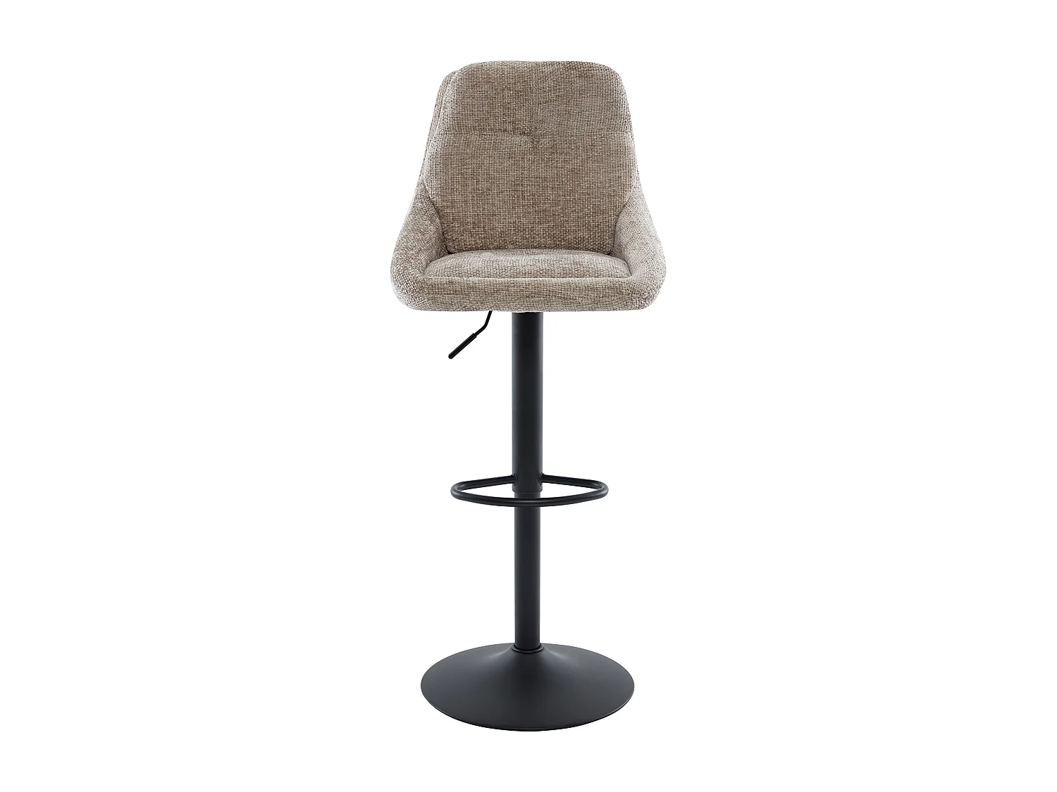 Lot de 2 tabourets de bar en tissu texturé et métal noir - Hauteur réglable - Taupe - LARANZA