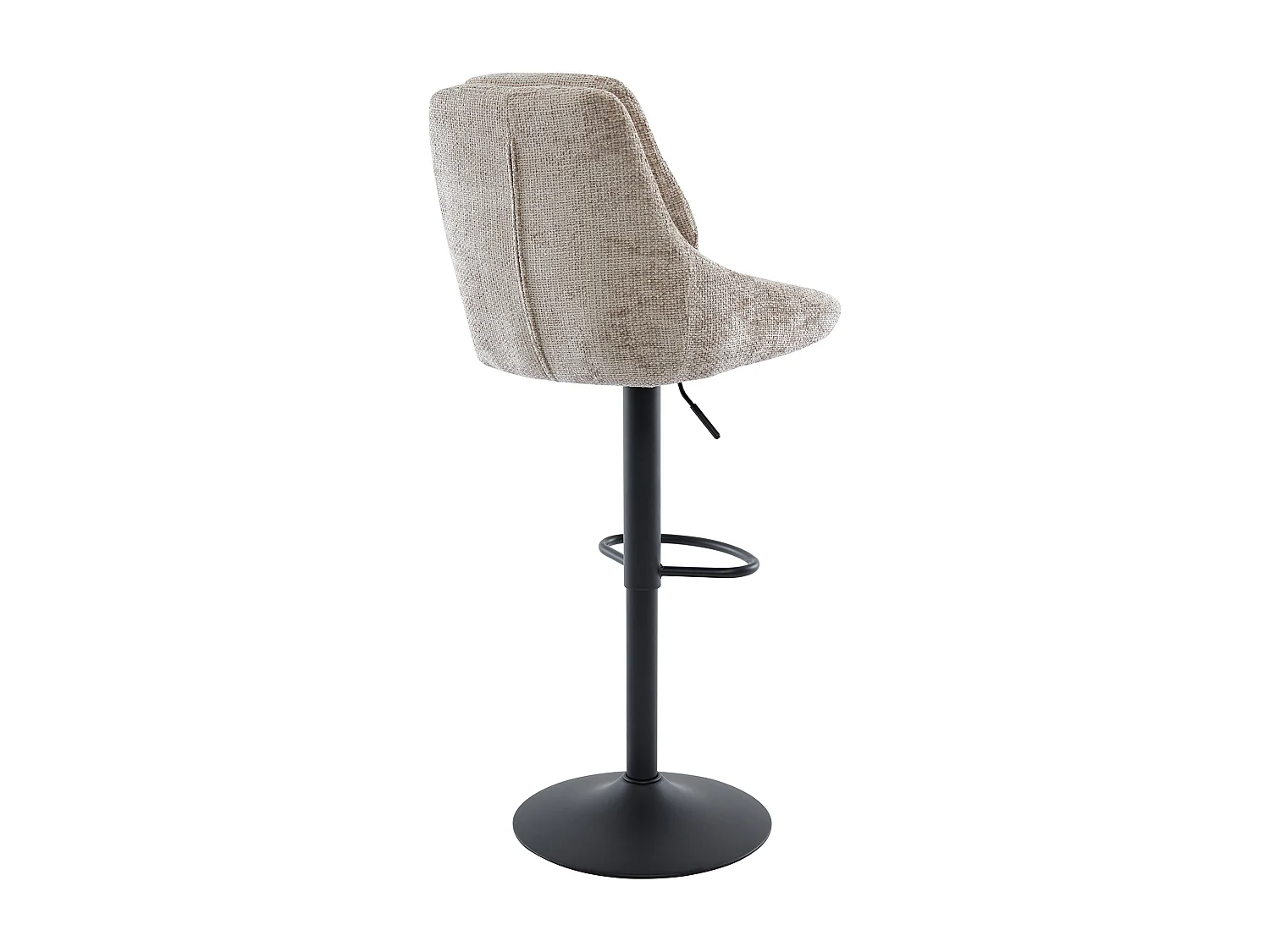 Lot de 2 tabourets de bar en tissu texturé et métal noir - Hauteur réglable - Taupe - LARANZA