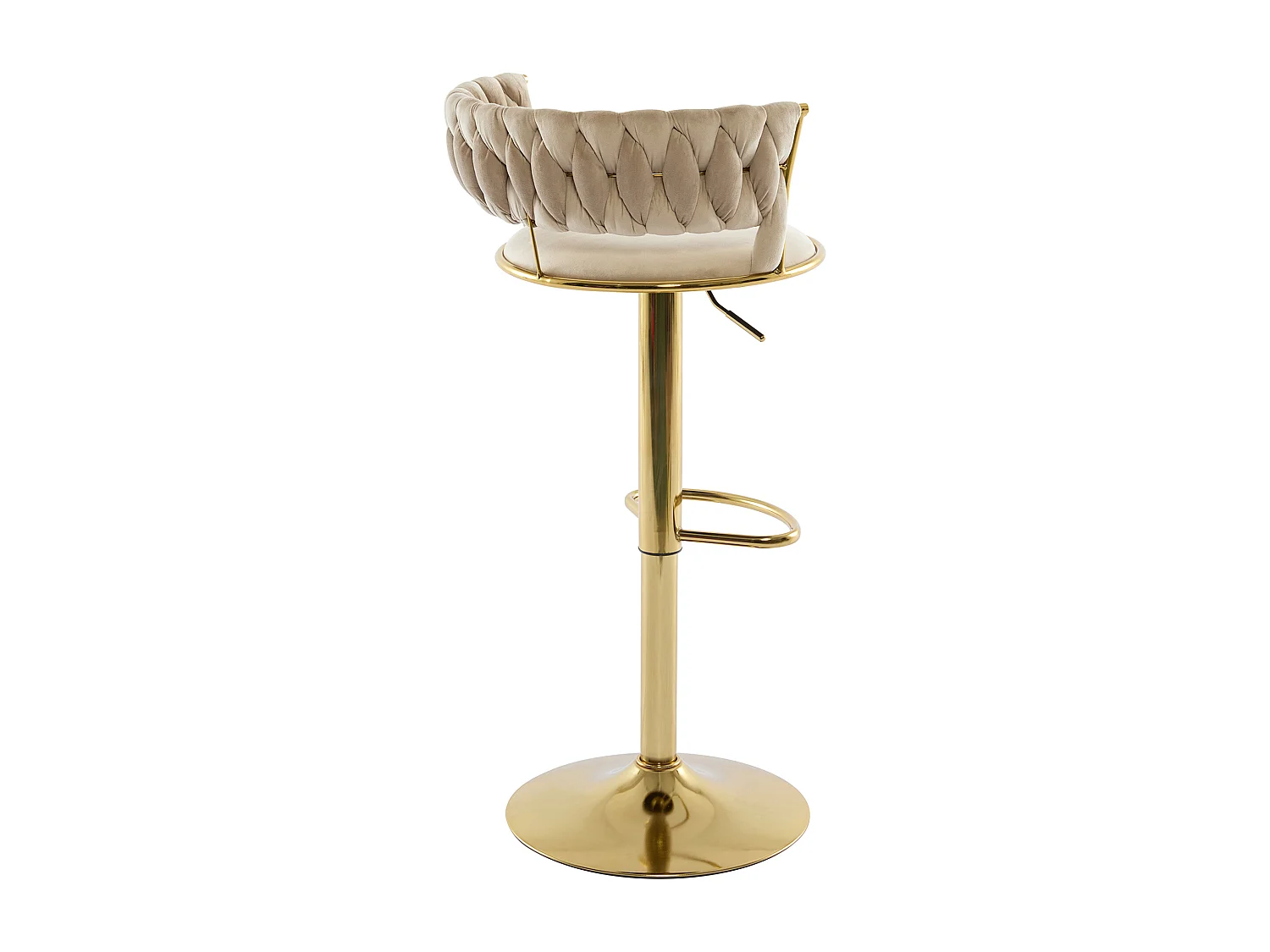 Set de 2 taburetes de bar de terciopelo y metal dorado - Altura ajustable - Beige - LOMYA