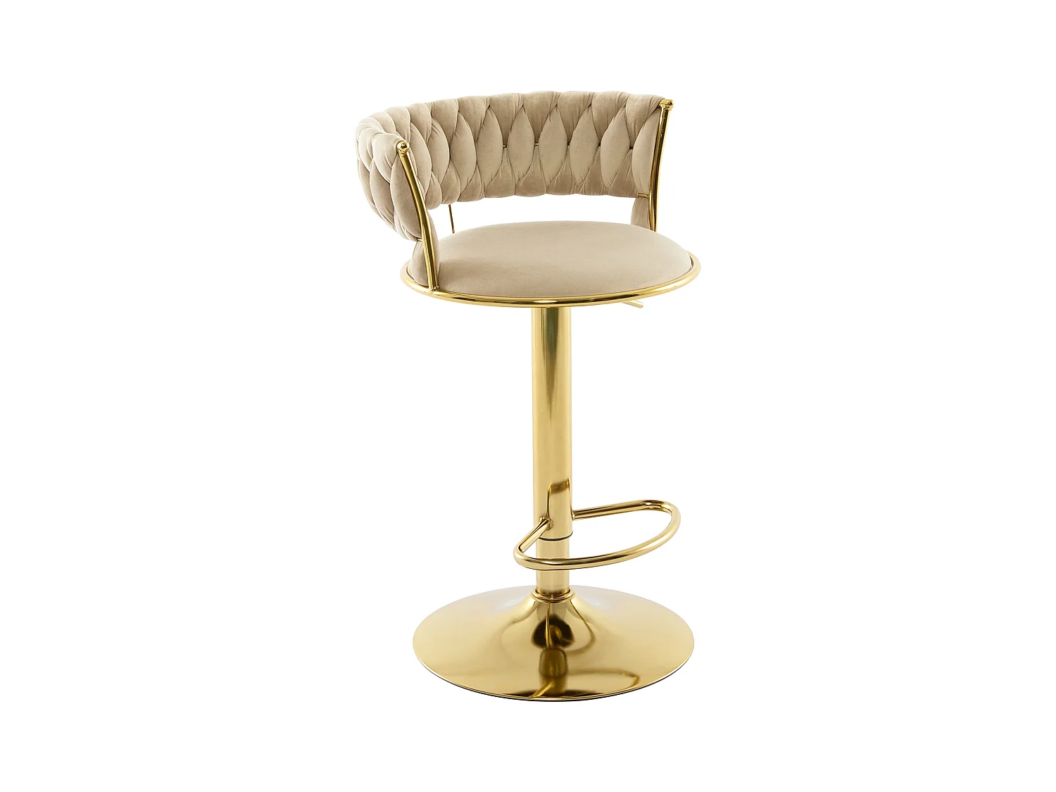 Barhocker 2er-Set höhenverstellbar - Samt & goldfarbenes Metall - Beige - LOMYA