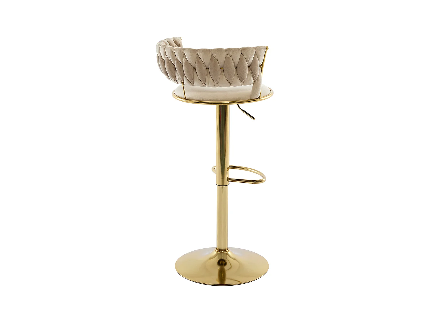 Barhocker 2er-Set höhenverstellbar - Samt & goldfarbenes Metall - Beige - LOMYA