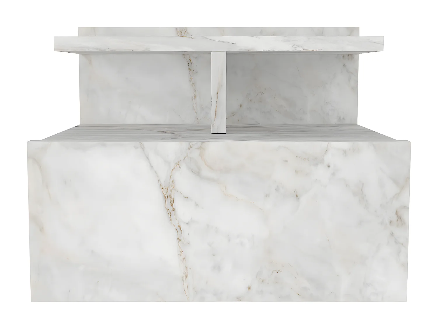 Lot de 2 tables de chevet suspendues - 1 tiroir - Effet marbre blanc - AZELNO