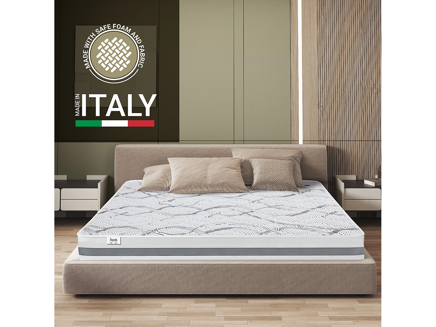 Eenpersoons Matras 75x160 Memory Orthopedisch, antibacterieel, mijtwerend, anti-allergisch | Hoogte 20 cm | Made in Italy