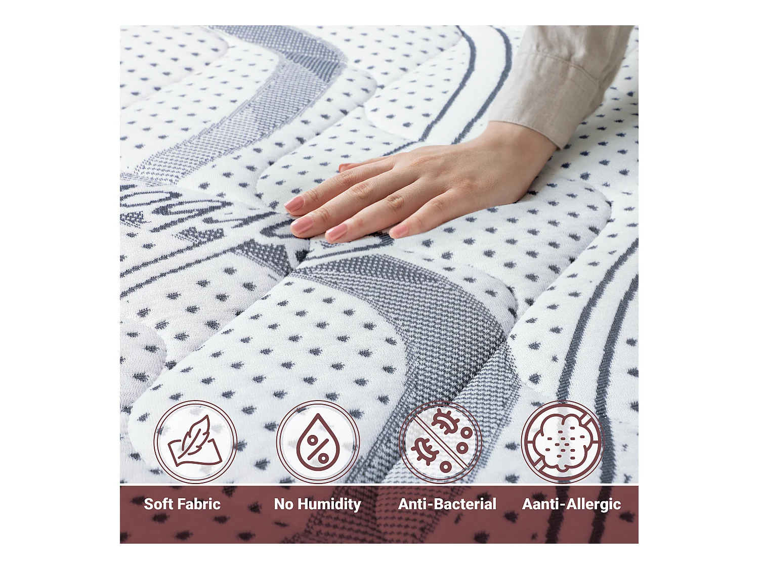 Eenpersoons Matras 105x205 Memory Orthopedisch, antibacterieel, mijtwerend, anti-allergisch | Hoogte 20 cm | Made in Italy