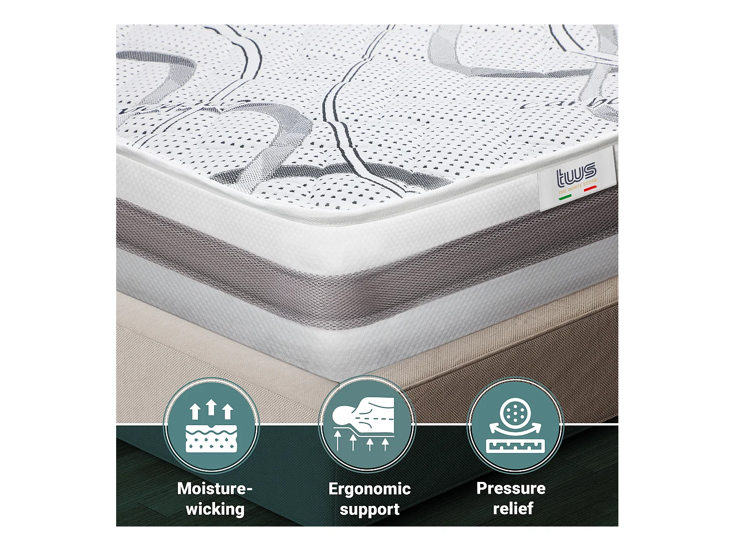 Colchón Individual 100x190 Memory | Premium Quality | Altura 16 cm | Made in Italy