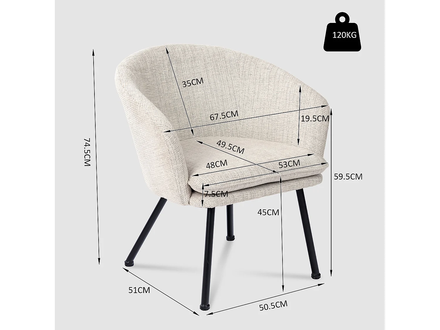 Chaises de salle à manger en tissu scandinave,DIXIER FABRIC BEIGE