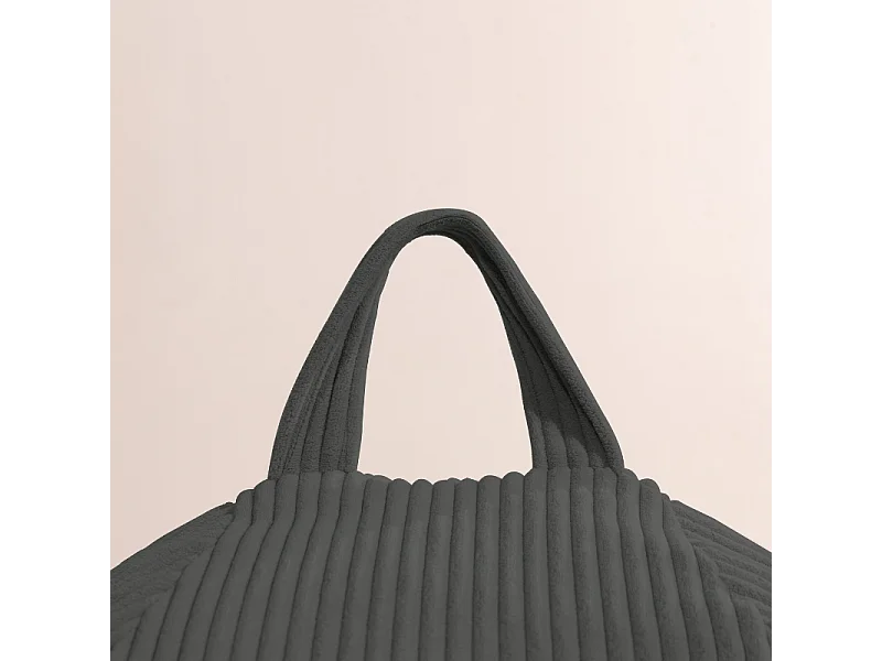 Donkergrijs peervormige ribfluwelen poef 120 x 100 cm