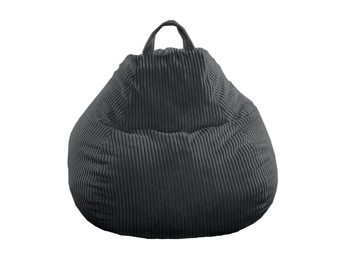 Pouf poire déhoussable velours côtelé - 105x85 cm gris foncé