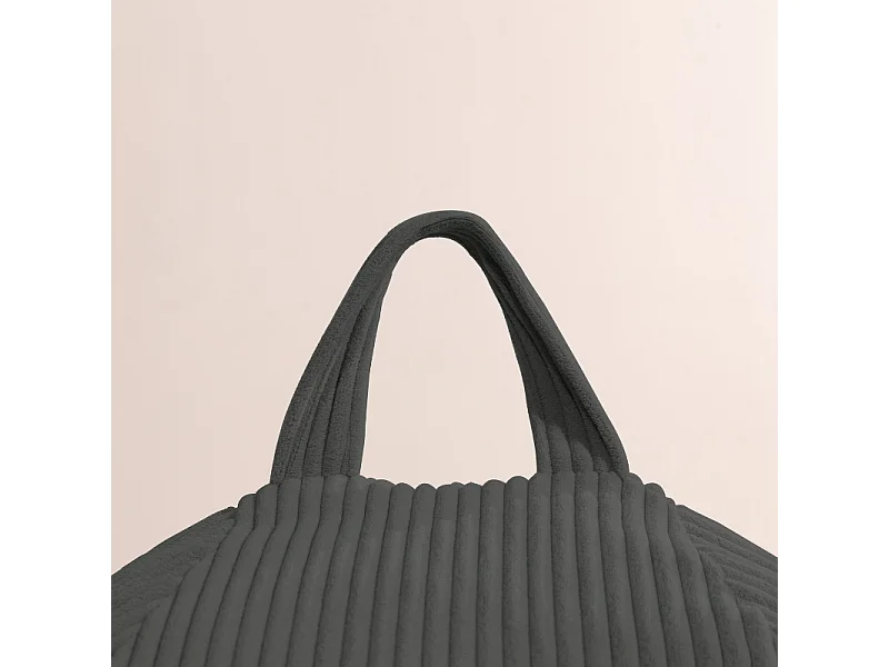 Pouf poire déhoussable velours côtelé - 105x85 cm gris foncé