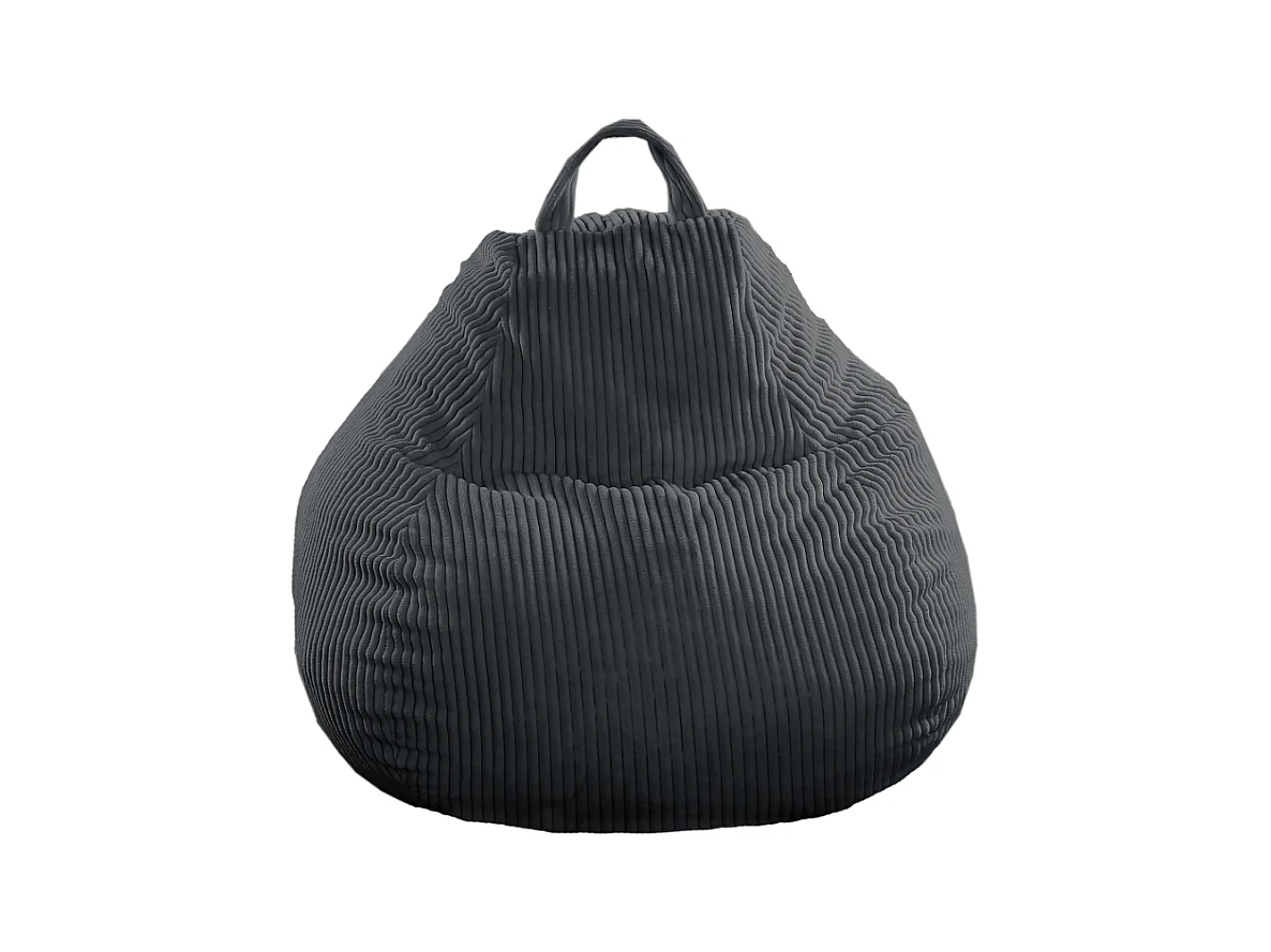 Donkergrijs peervormige ribfluwelen poef 105 x 85 cm
