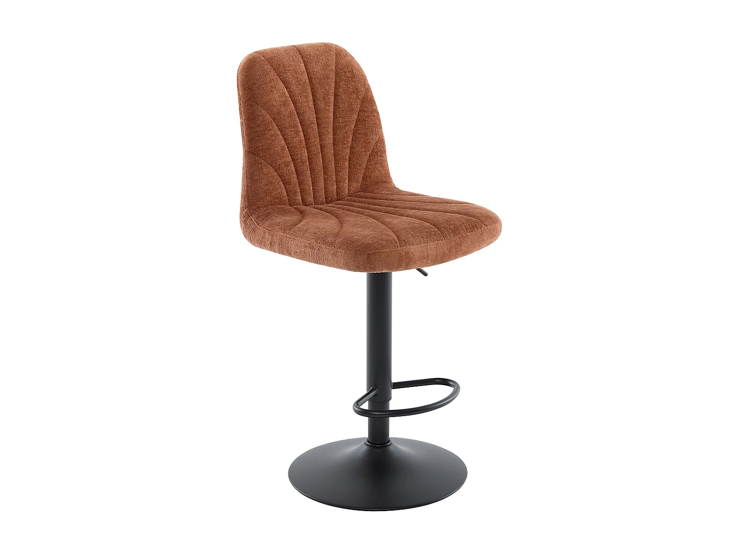 Barhocker 2er-Set höhenverstellbar - Strukturstoff & schwarzes Metall - Terracotta - LASANDRIA