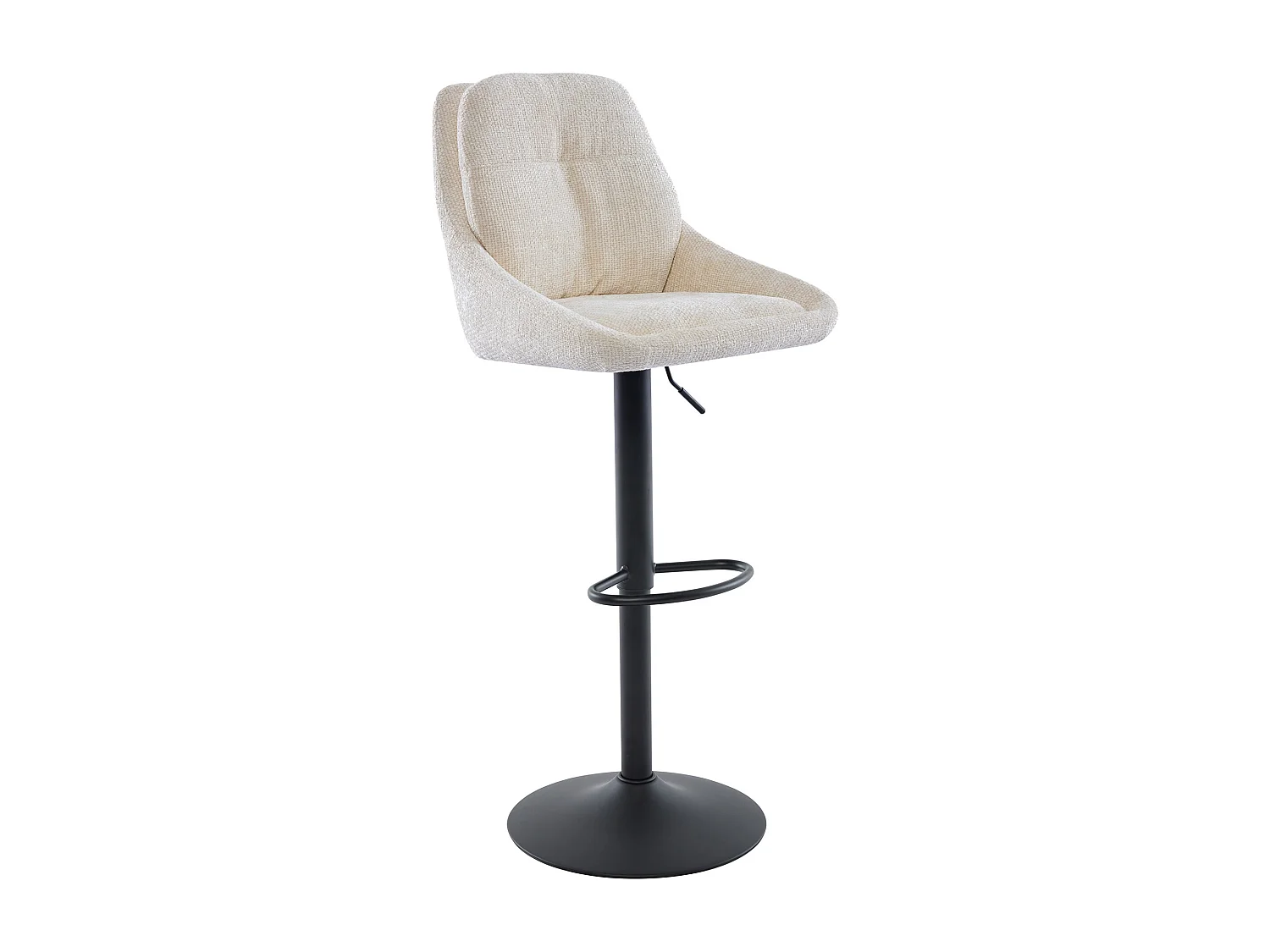 Lot de 2 tabourets de bar en tissu texturé et métal noir - Hauteur réglable - Crème - LARANZA