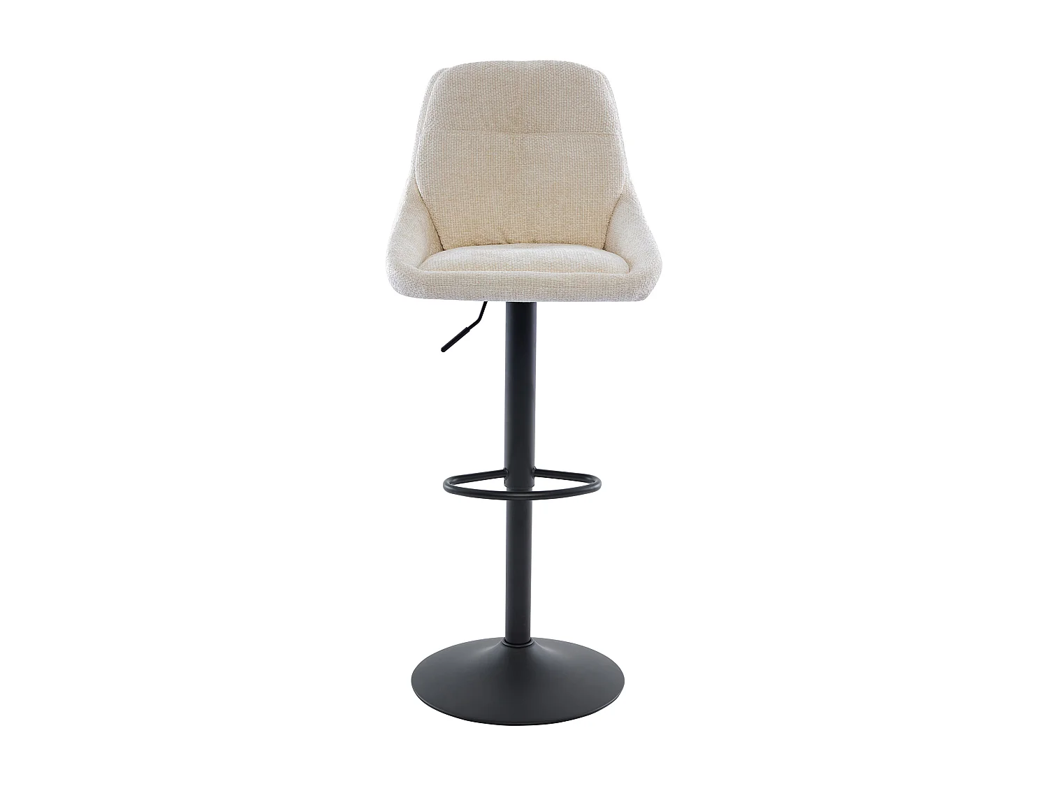Lot de 2 tabourets de bar en tissu texturé et métal noir - Hauteur réglable - Crème - LARANZA