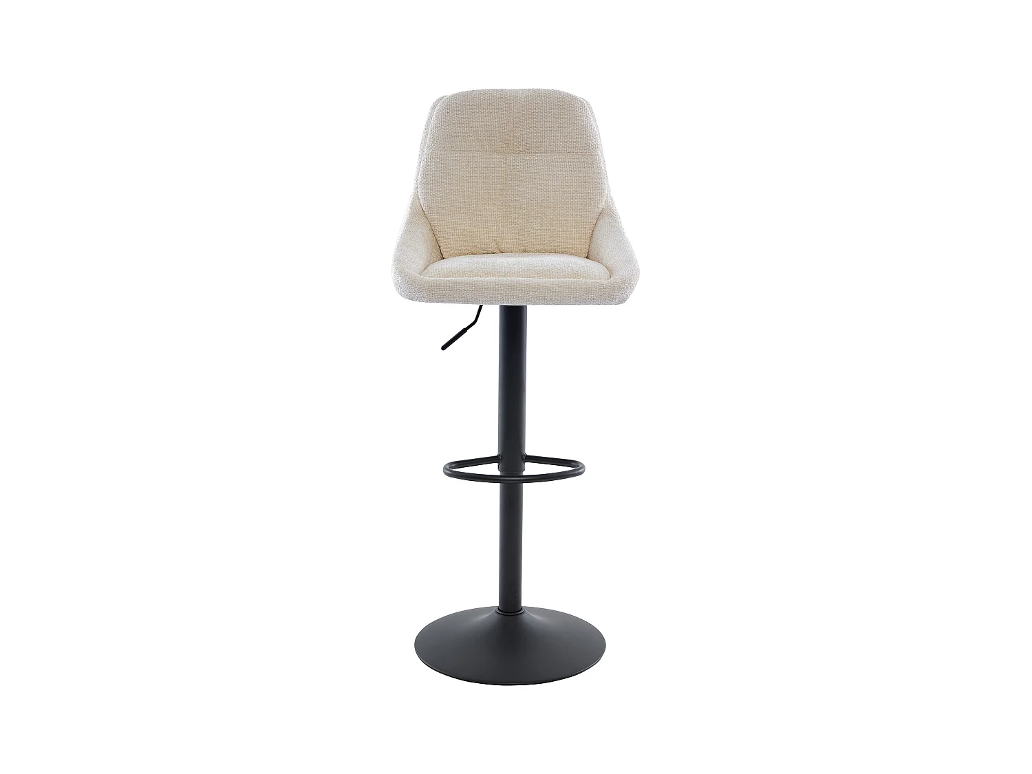 Lot de 2 tabourets de bar en tissu texturé et métal noir - Hauteur réglable - Crème - LARANZA