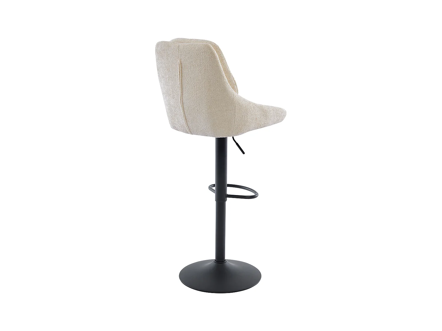 Lot de 2 tabourets de bar en tissu texturé et métal noir - Hauteur réglable - Crème - LARANZA