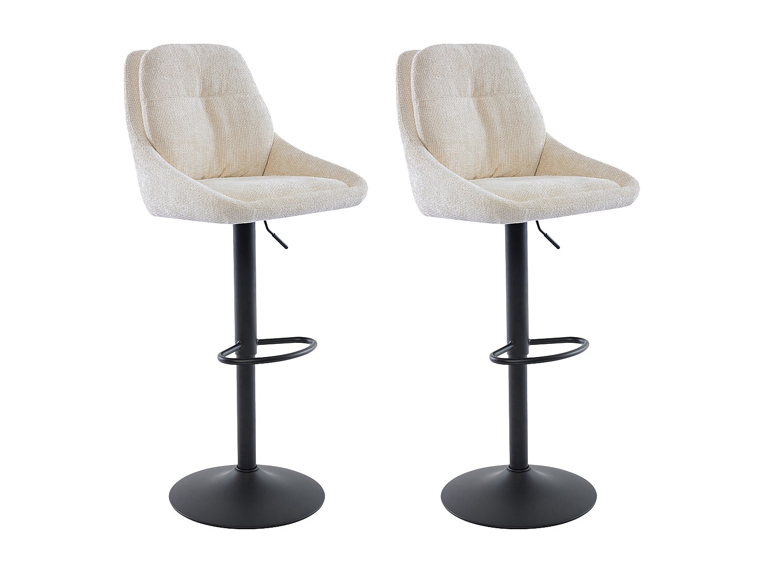 Barhocker 2er-Set höhenverstellbar - Strukturstoff & schwarzes Metall - Cre günstig online kaufen