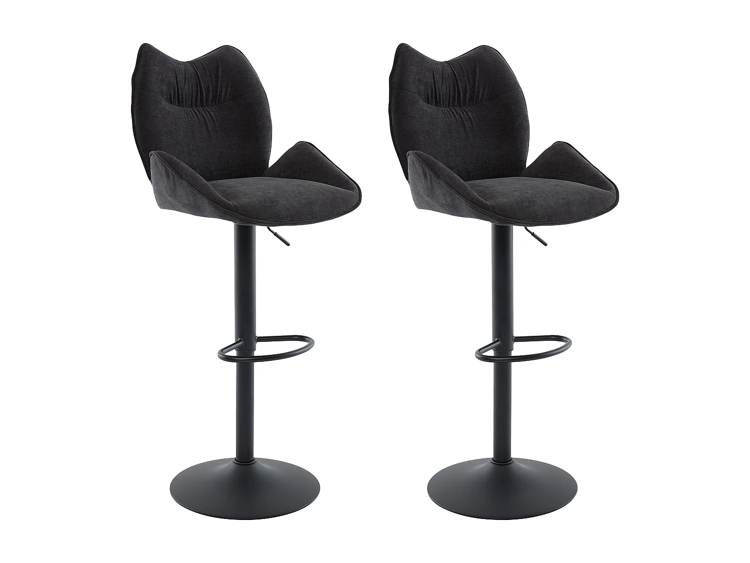 Sgabello da bar in Tessuto e Metallo Nero Altezza regolabile Nero - Lotto di 2 - LILAYA