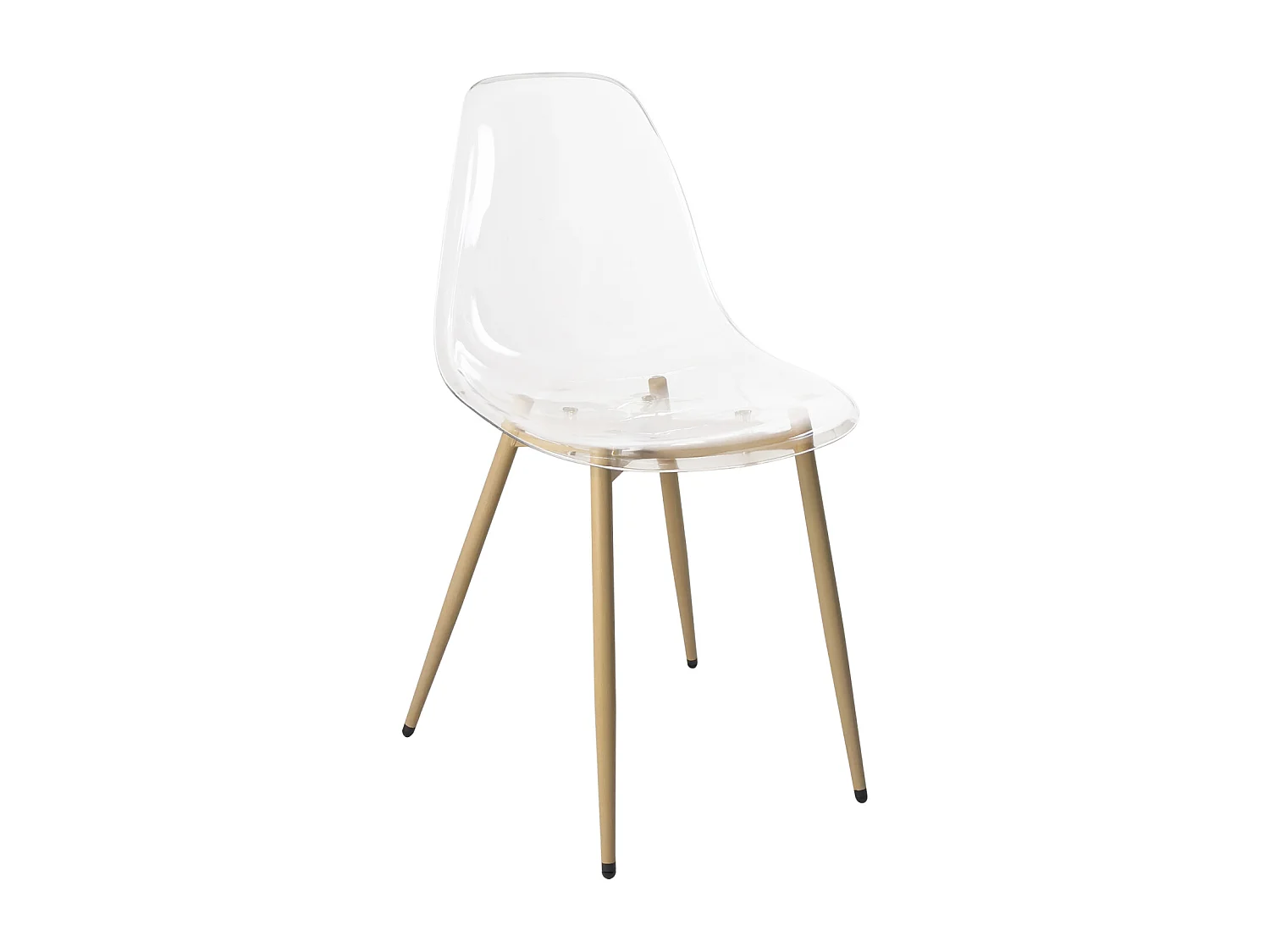 Lot de 4 chaises transparentes design cuisine pieds en métal bois clair NOVA