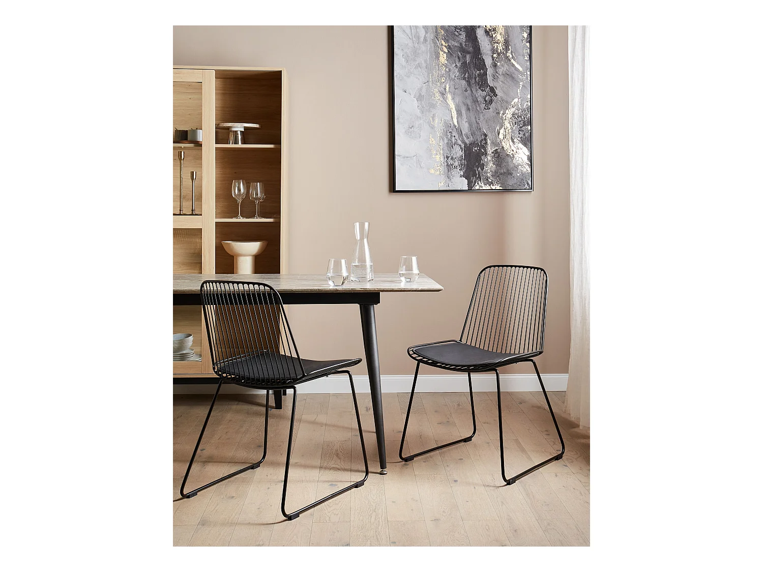 Metallstuhl 2er Set schwarz aus Stahl mit Kunstleder-Sitz Pensacola
