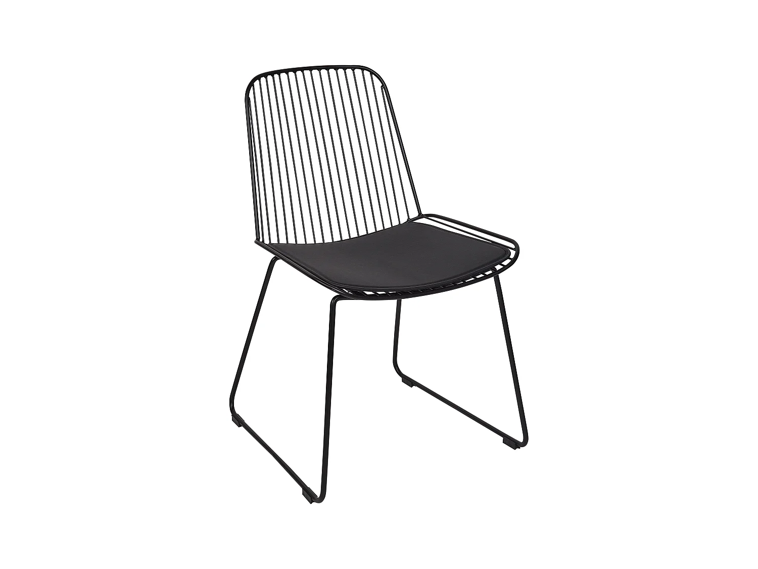 Metallstuhl 2er Set schwarz aus Stahl mit Kunstleder-Sitz Pensacola