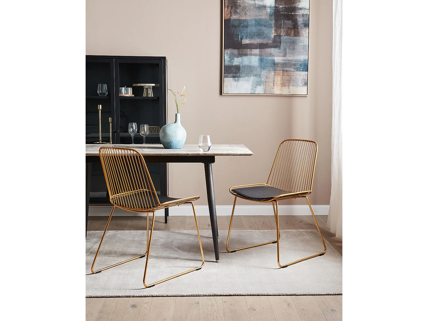 Lot de 2 chaises de salle à manger PENSACOLA Métal Doré