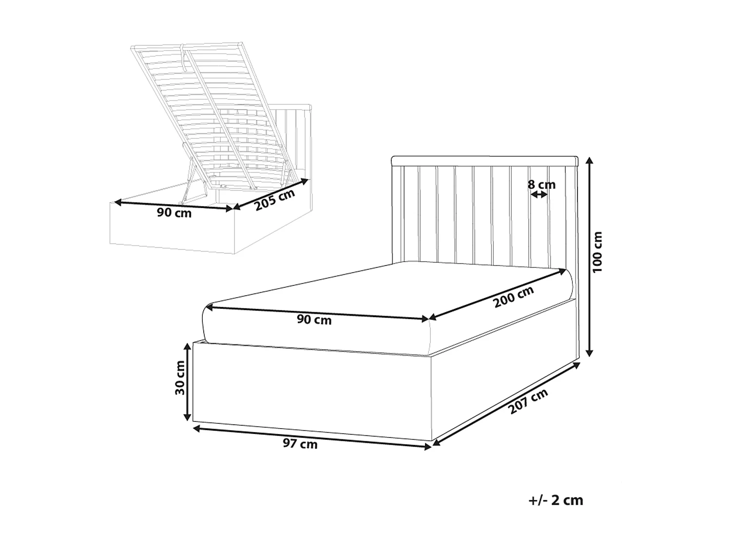 Bett mit Stauraum ROUVILLERS 90 x 200 cm Weiss