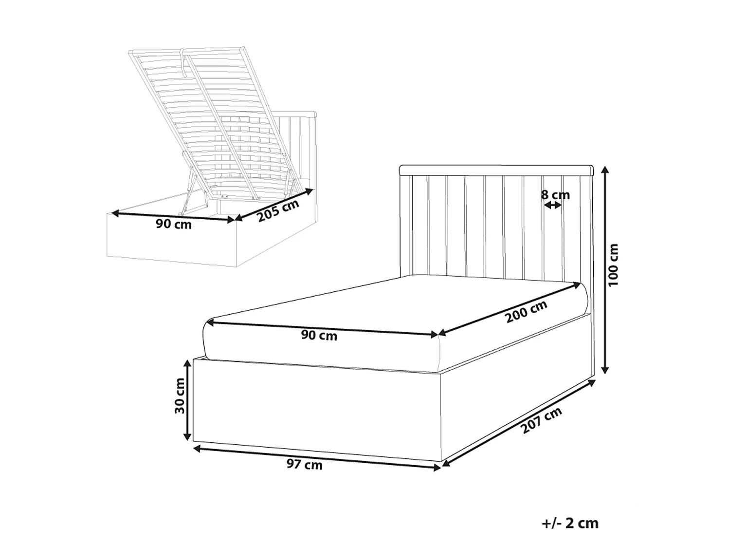 Bett mit Stauraum ROUVILLERS 90 x 200 cm Weiss