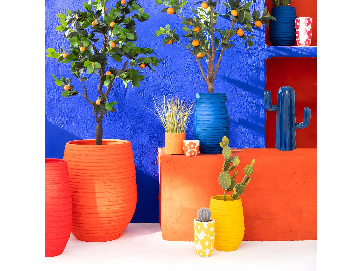 Cactus Déco "Mexican Fiesta" 28cm Bleu