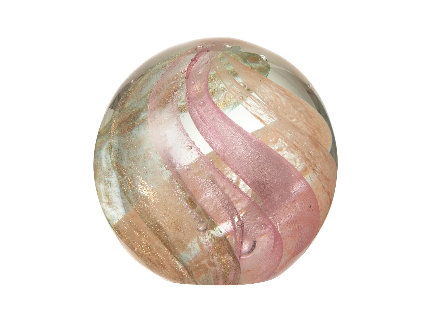 Presse-Papier en Verre "Ouragan" 10cm Rose & Or