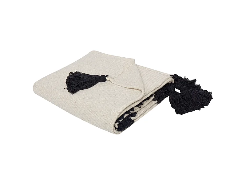 Decke Baumwolle schwarz / weiß 125 x 150 cm mit Augenmotiv Quasten Modern Sedio